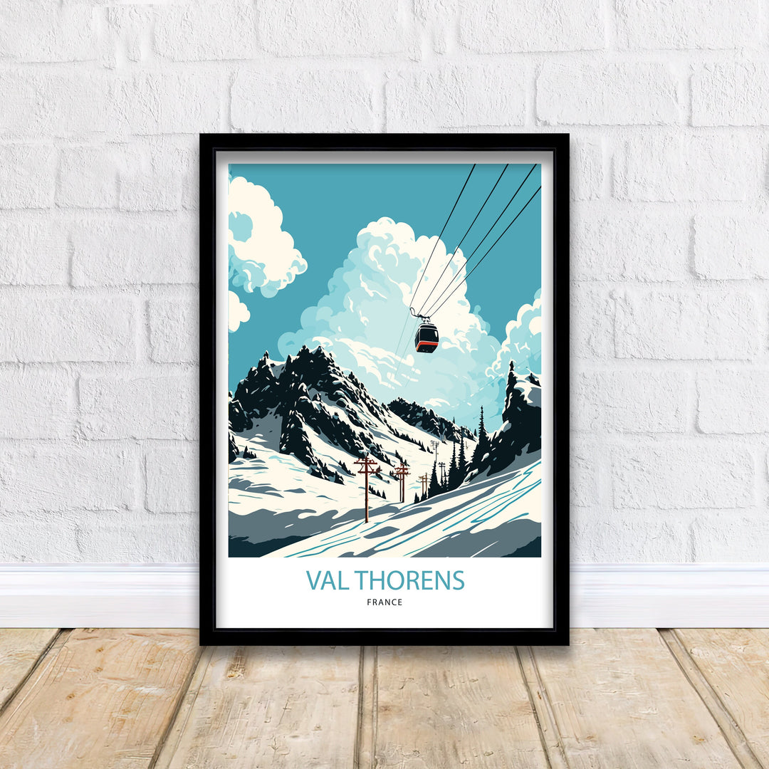 Val Thorens Travel Poster, France, Val Thorens Ski poster, Ski Resort print, Val Thorens ski,, Wall Art, Art Poster