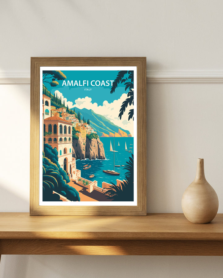 Amalfi Coast Art Print | Amalfi Coast Print | Italy | Travel Poster | Amalfi Coast Art | Positano Print | Italy Print | Positano