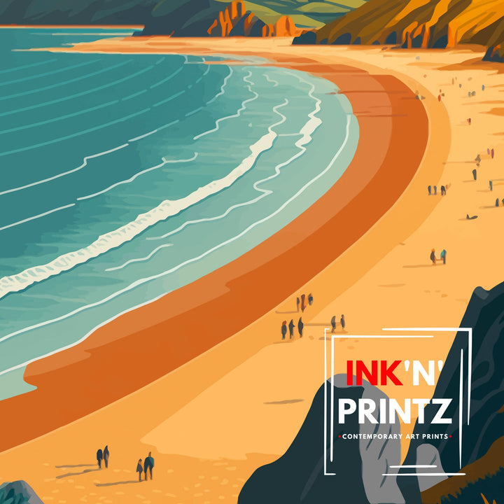 Woolacombe Bay Art Print | Woolacombe | Devon | Woolacombe Print | Beach | Woolacombe Bay | Devon Print | Croyde Bay | Wall Art |