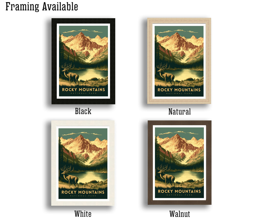 Rocky Mountains Travel Poster | Mountain Wall Art