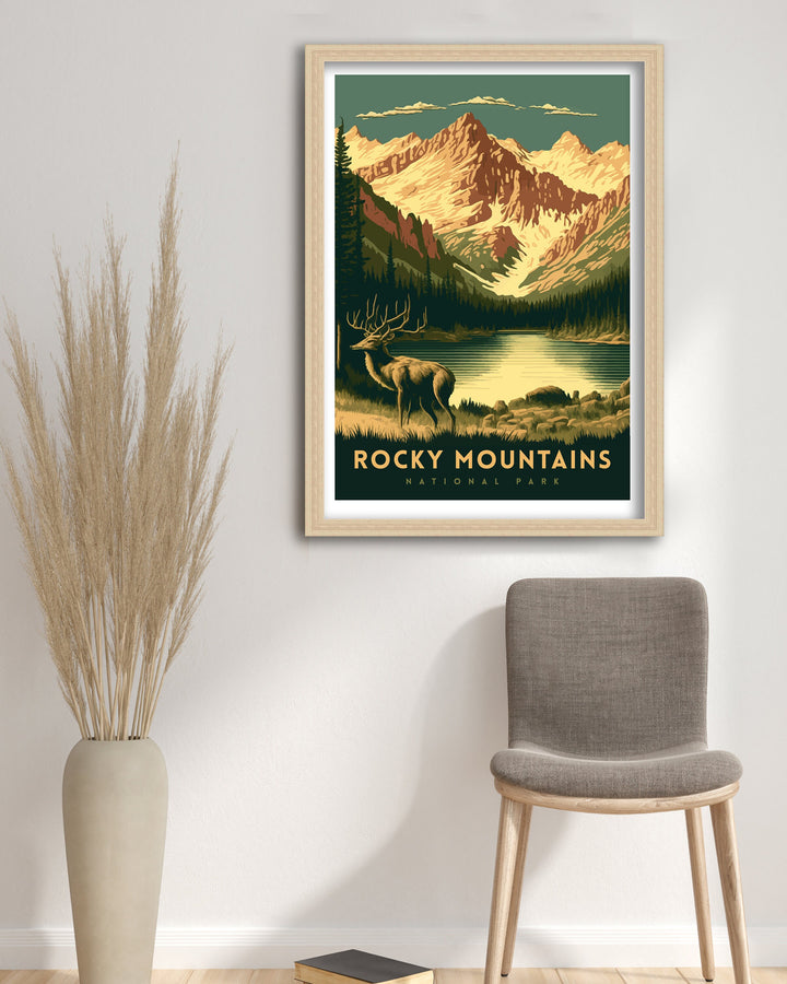 Rocky Mountains Travel Poster | Mountain Wall Art