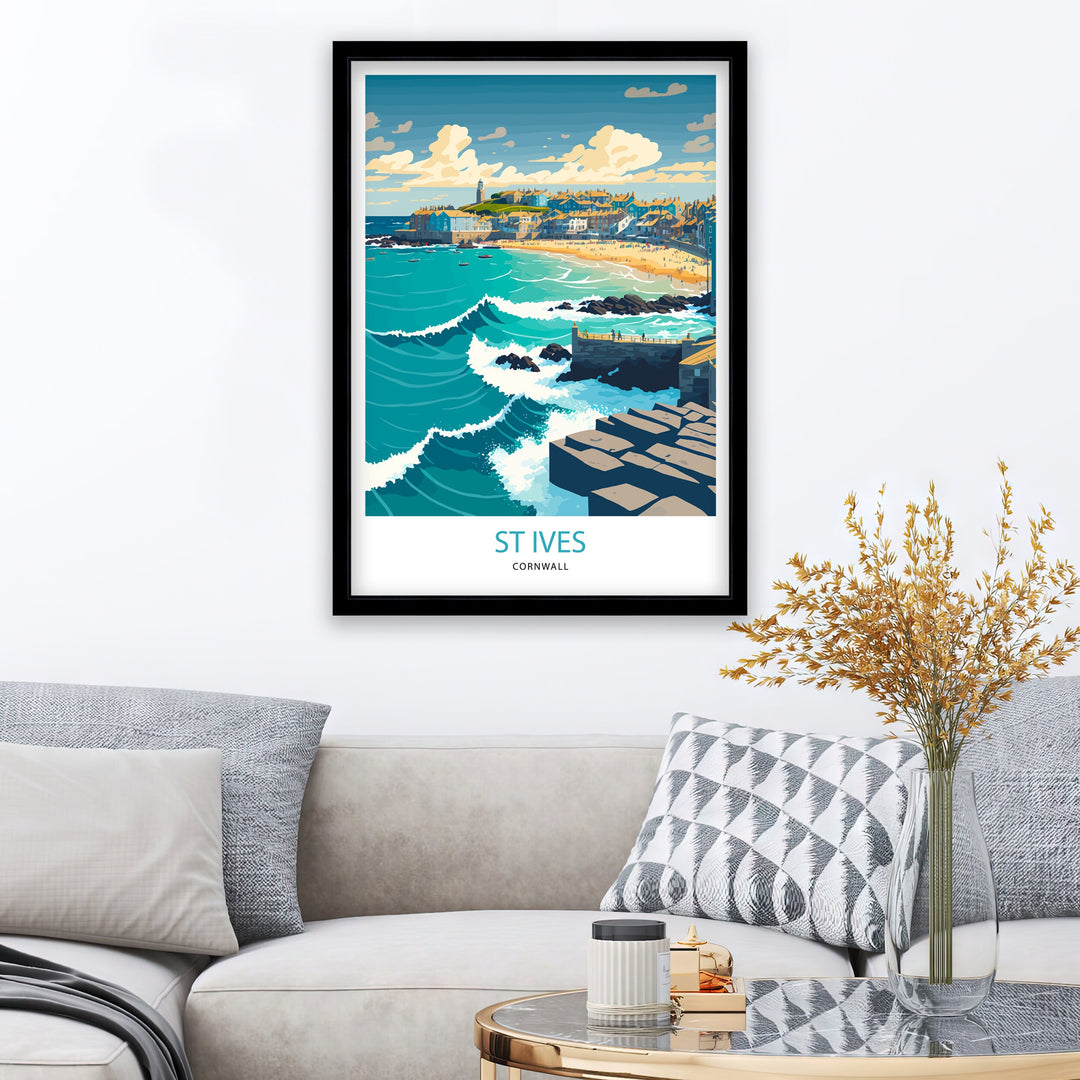 St Ives Travel Print | Cornwall| Travel Poster| St Ives Poster| St Ives Print| Cornwall Print| Cornwall Poster| Travel Print| Print