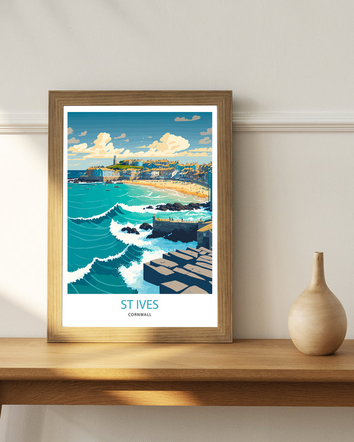 St Ives Travel Print | Cornwall| Travel Poster| St Ives Poster| St Ives Print| Cornwall Print| Cornwall Poster| Travel Print| Print