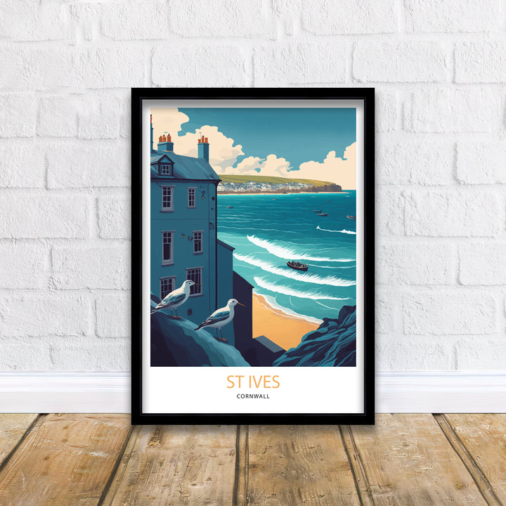 St Ives Travel Print | Cornwall| Travel Poster| St Ives Poster| St Ives Print| Cornwall Print| Cornwall Poster| Travel Print| Print