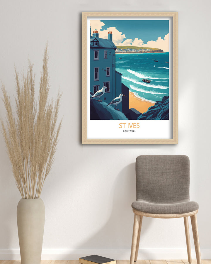 St Ives Travel Print | Cornwall| Travel Poster| St Ives Poster| St Ives Print| Cornwall Print| Cornwall Poster| Travel Print| Print