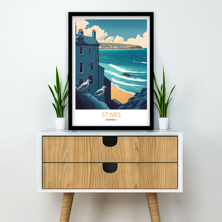 St Ives Travel Print | Cornwall| Travel Poster| St Ives Poster| St Ives Print| Cornwall Print| Cornwall Poster| Travel Print| Print