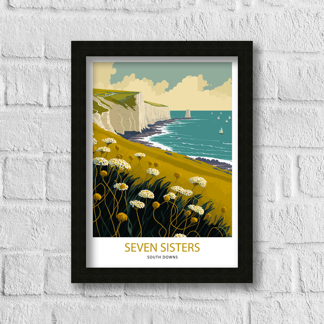 Seven Sisters Travel Print | East Sussex| Print| Seven Sisters Print| Seven Sisters Cliffs| Wall Art| Sussex | Seven Sisters Art