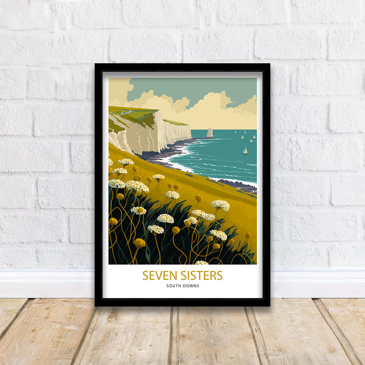 Seven Sisters Travel Print | East Sussex| Print| Seven Sisters Print| Seven Sisters Cliffs| Wall Art| Sussex | Seven Sisters Art