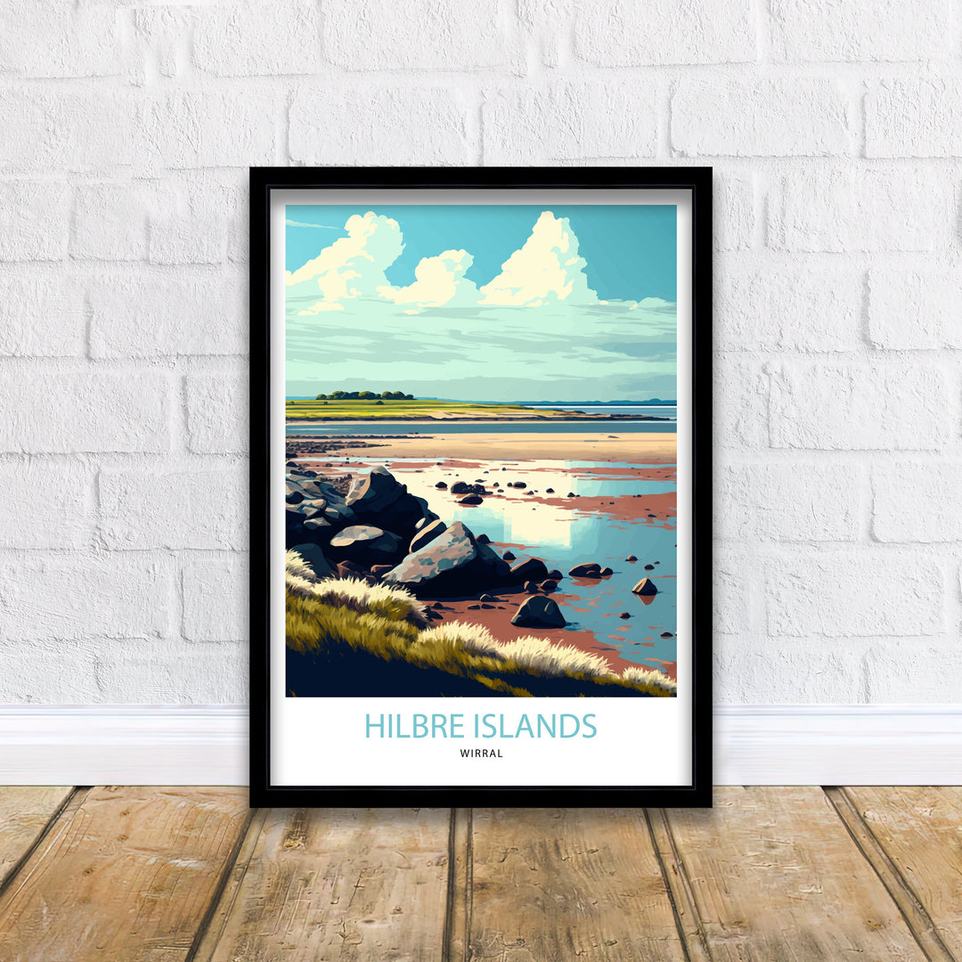 West Kirby Travel Print | The Hilbre Islands  Print| Art| Wall Art| Sea| Landscape