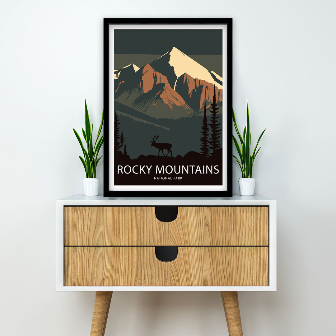 Rocky Mountains Travel Poster | Mountain Wall Art