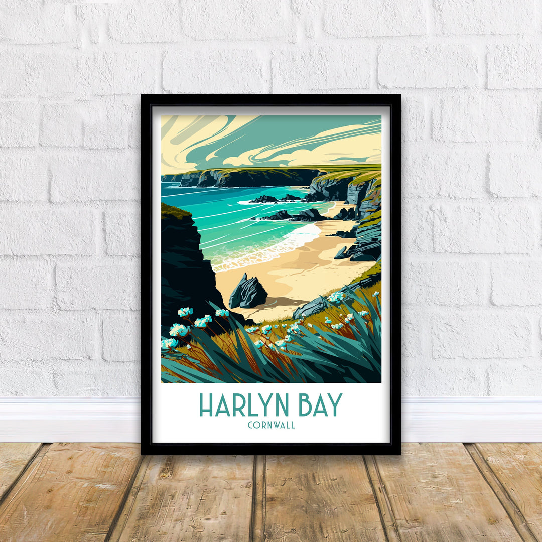 Harlyn Bay Travel Poster | Polzeath