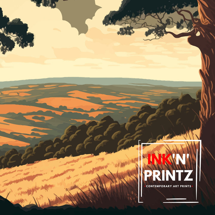 Quantock Hills Travel Print | Somerset Print| Quantock Hills Print| Quantock Print| Somerset Countyside| Somerset Hills Print