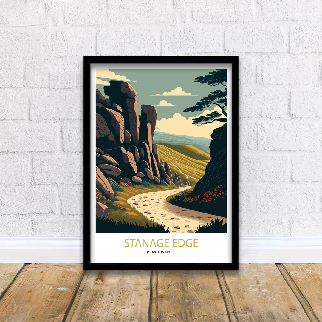 Stanage Edge Peak District Travel Print | Peak District Art | Peak District Print | Landscape | Travel Poster | Peak District Poster