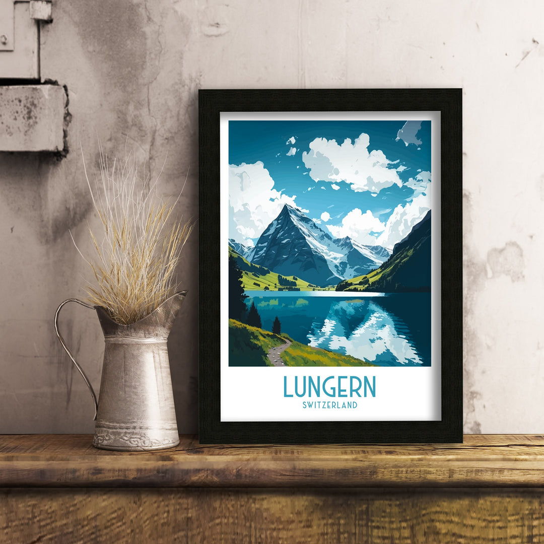 Lungern Travel Poster Lungern Wall Decor | Lungern Home Living Decor Lungern Switzerland swiss landscape, switzerland, lungern switzerland