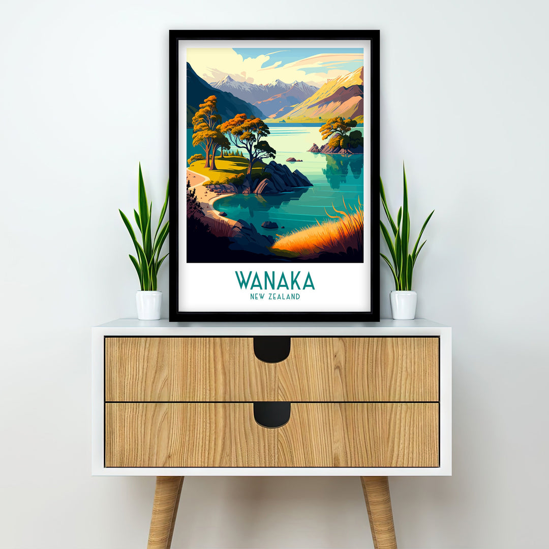 Wanaka Travel Poster Wanaka Wall Decor Wanaka Home Living Decor Wanaka New Zealand Wanaka Illustration Travel Poster Gift For Wanaka