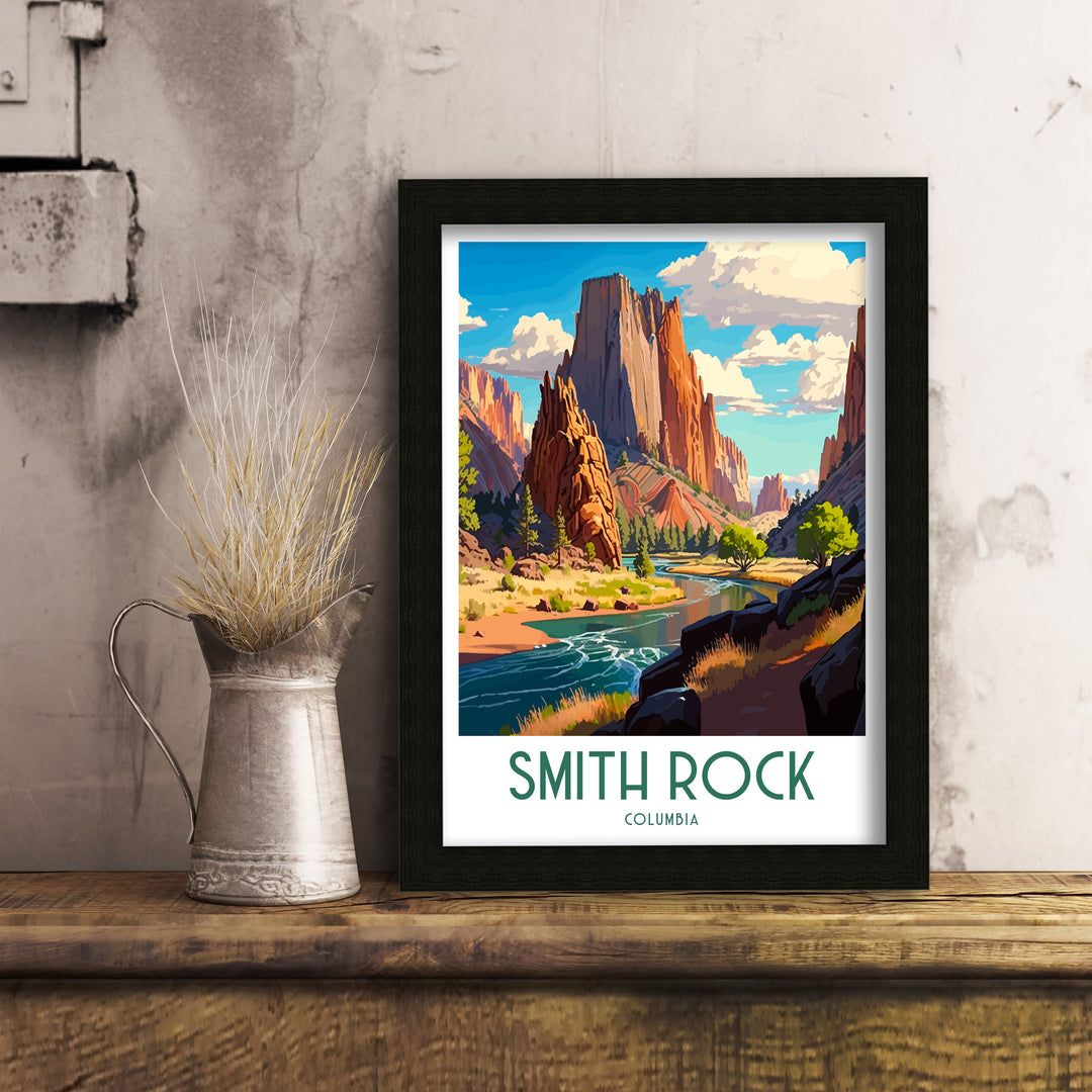 Smith Rock Travel Poster, Columbia Travel Poster Oregon Wall Decor Smith Rock Poster USA Travel Posters Smith Rock Art Poster