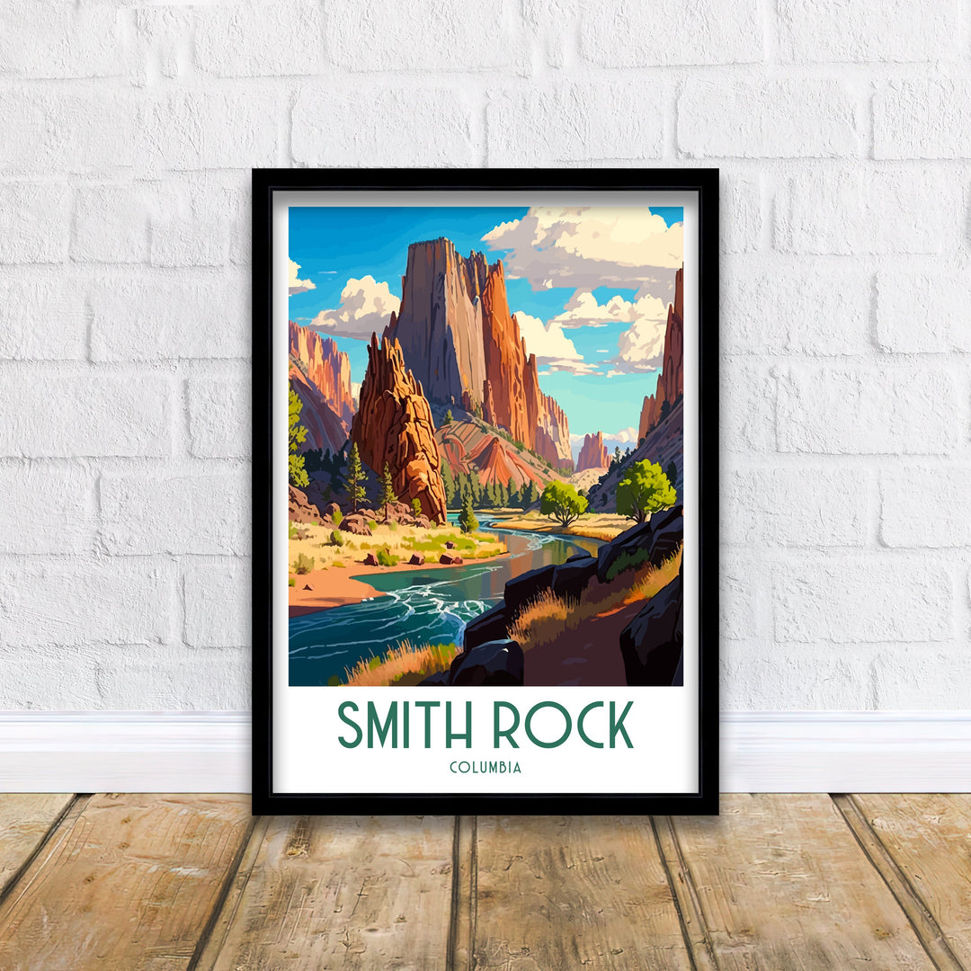 Smith Rock Travel Poster, Columbia Travel Poster Oregon Wall Decor Smith Rock Poster USA Travel Posters Smith Rock Art Poster