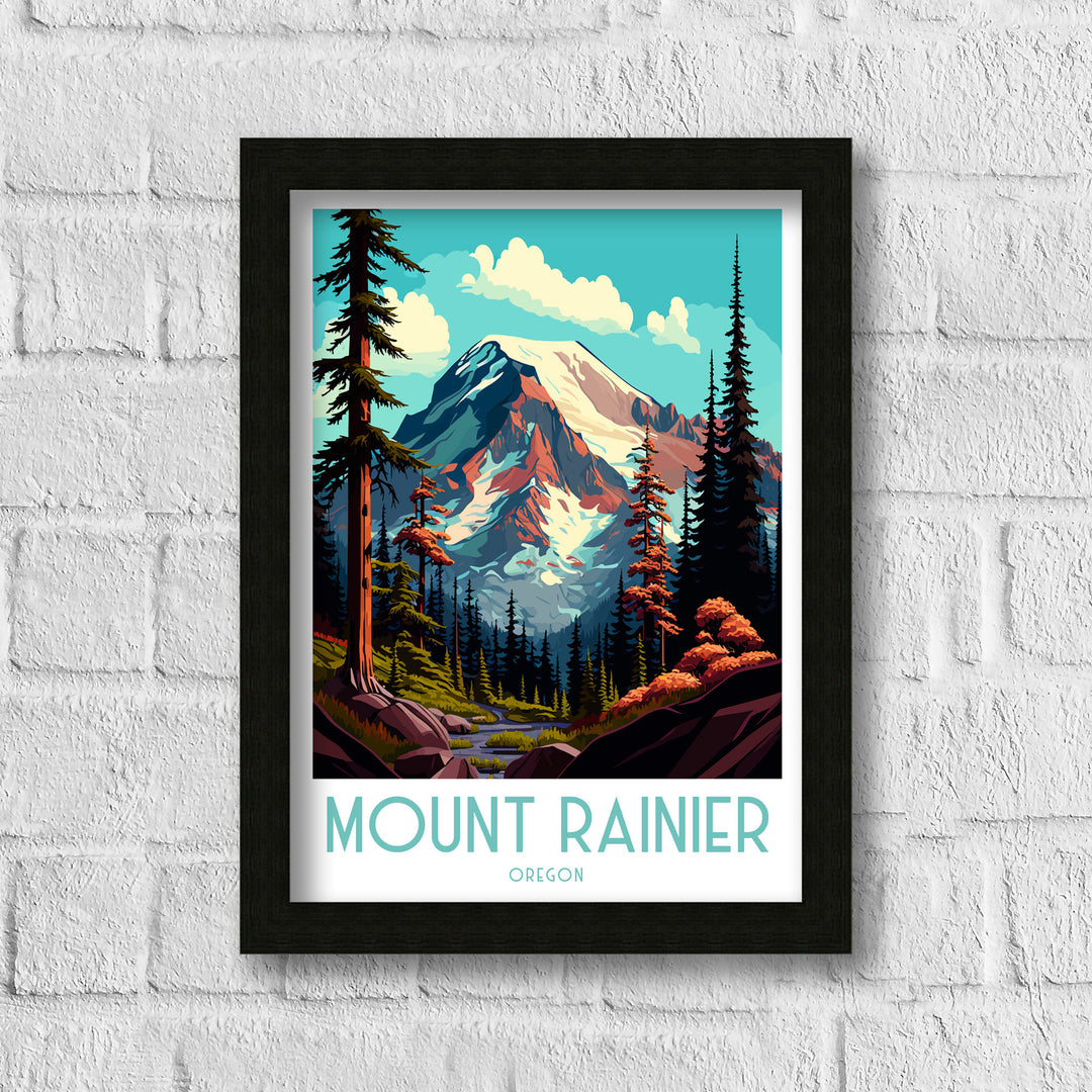 Mount Rainier Travel Poster Washington Wall Decor USA Travel Posters Rainier Art Poster PNW Wall Art Pacific Northwest Decor Mount Rainier