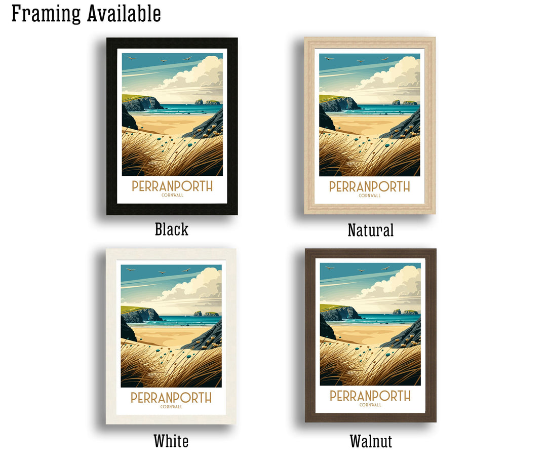 Perranporth Travel Print | Beach | Perranporth Print | Cornwall Beach | Beach Print | Perranporth Poster