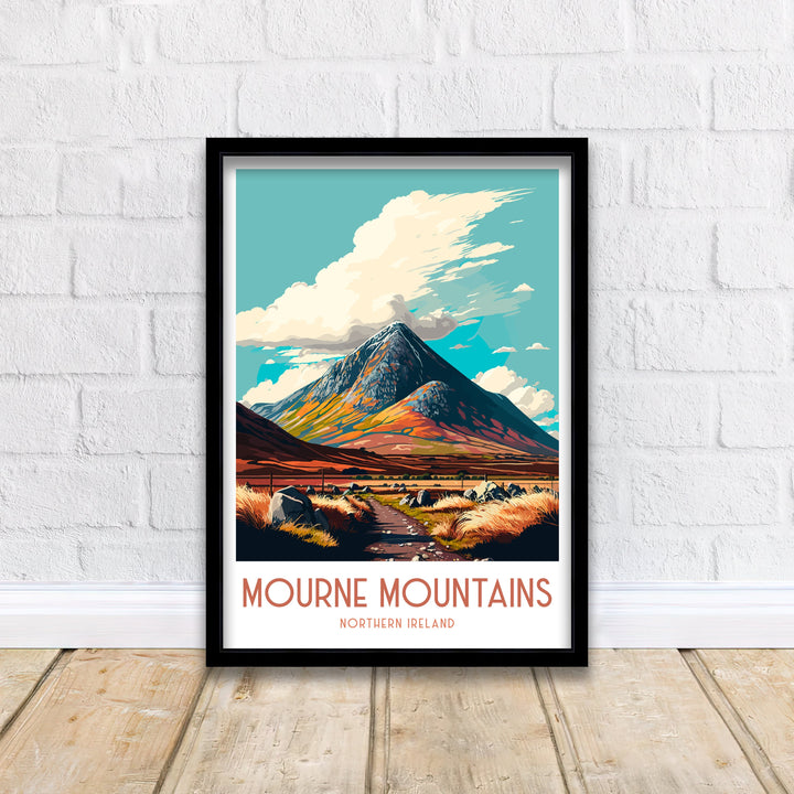 Mourne Mountains Poster Mourne Mountains Wall Art Ireland Travel Poster Home Decor Gift Mourne Mountains Illustration