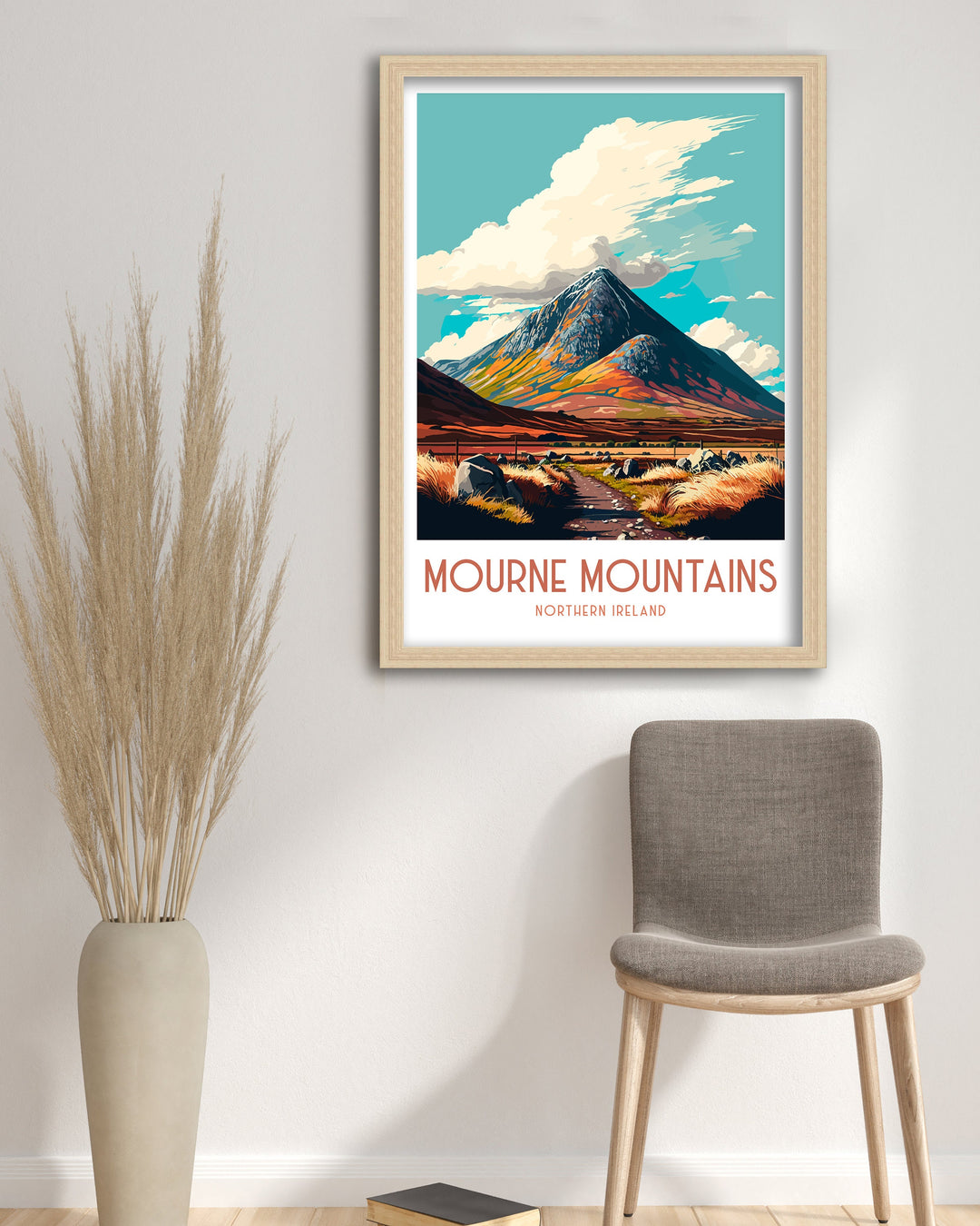 Mourne Mountains Poster Mourne Mountains Wall Art Ireland Travel Poster Home Decor Gift Mourne Mountains Illustration