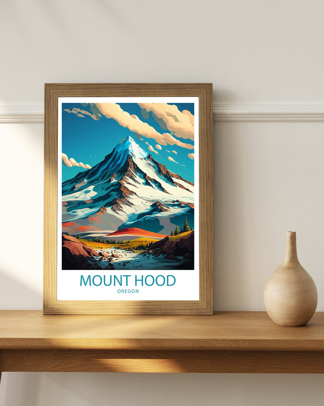 Mount Hood Travel Poster Mount Hood Wall Decor, Mount Hood Home Living Decor Mount Hood Illustration Travel Poster, Gift For Mount Hood