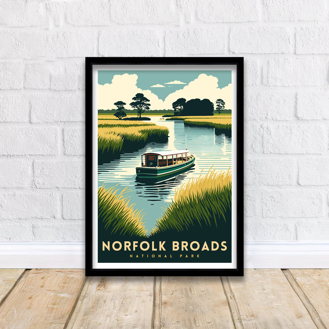 Norfolk Broads Travel Print | Norfolk Broads Print | Norfolk | Travel Poster | Norfolk Broads Art | Broads National Park | National Park