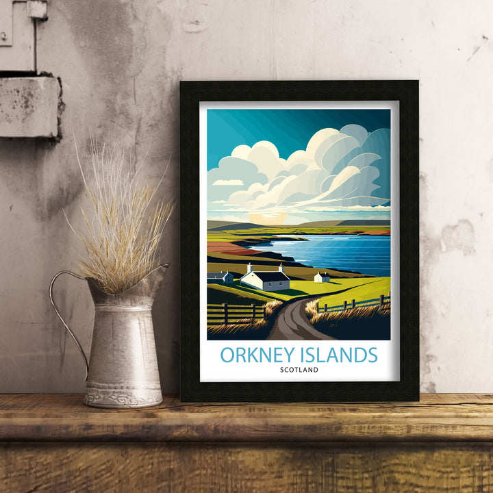 Orkney Islands Travel Poster, Orkney Wall Art, Scotland Poster, Orkney Illustration, Travel Gift for Scotland, Orkney Home Decor