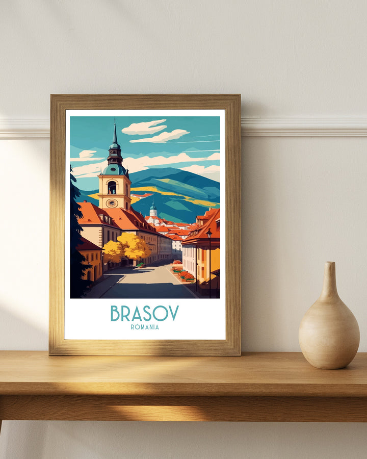 Brasov Romania Travel Posterer Romania Wall Art Brasov Poster| Brasov Poster