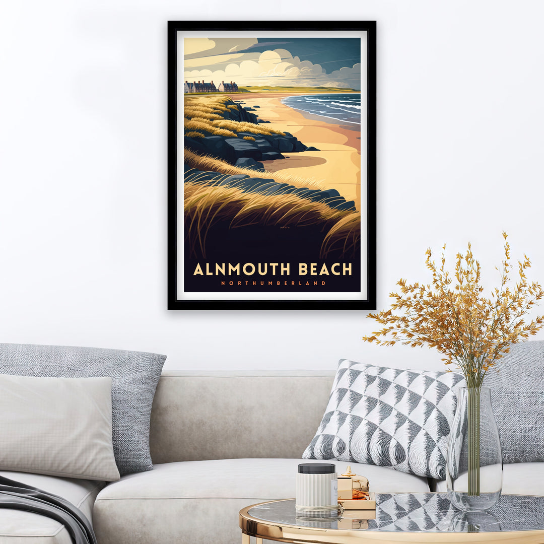 Alnmouth Beach Northumberland Travel Poster Alnmouth Wall Decor Alnmouth Home Living Decor Northumberland Illustration Travel Poster Gift