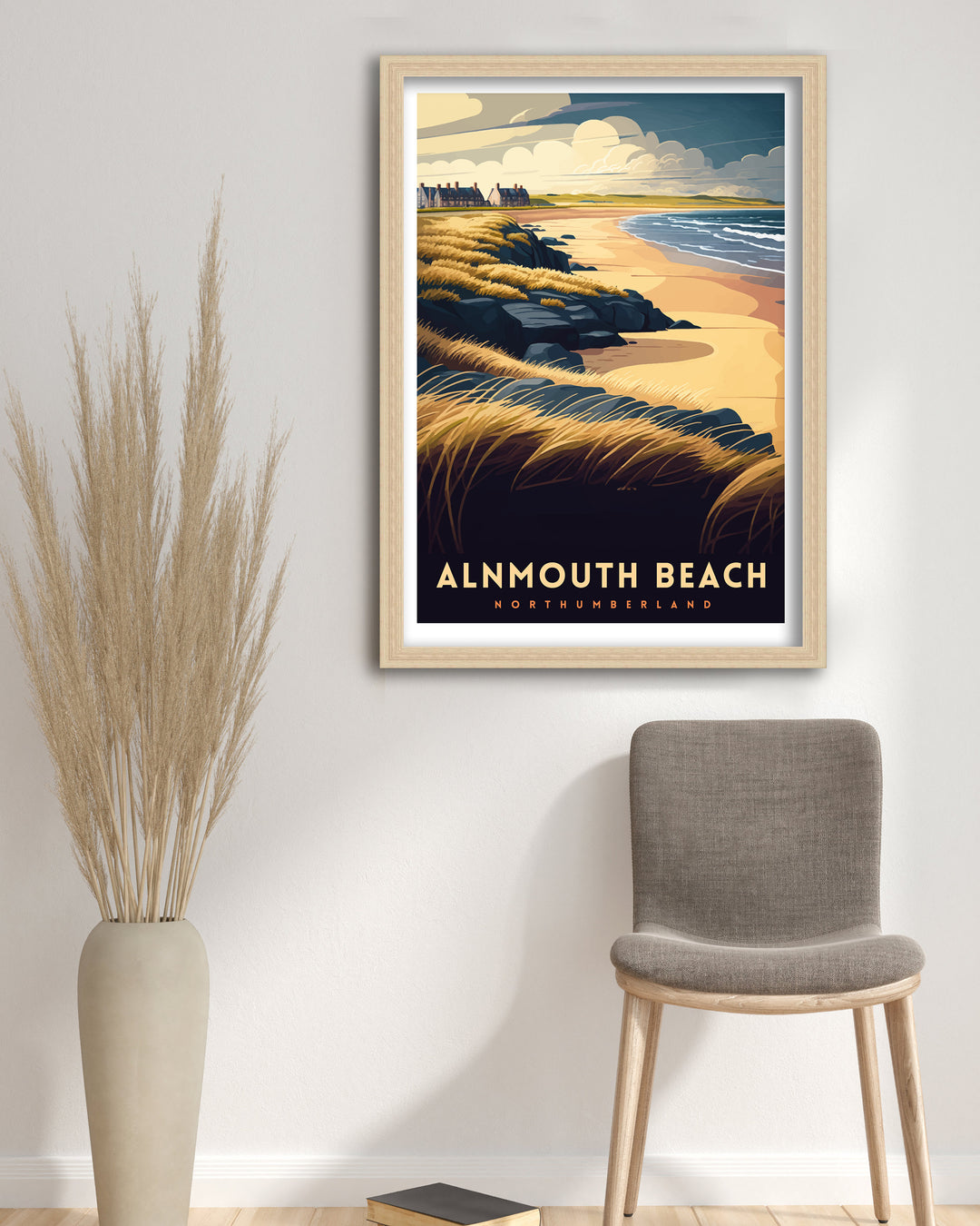 Alnmouth Beach Northumberland Travel Poster Alnmouth Wall Decor Alnmouth Home Living Decor Northumberland Illustration Travel Poster Gift