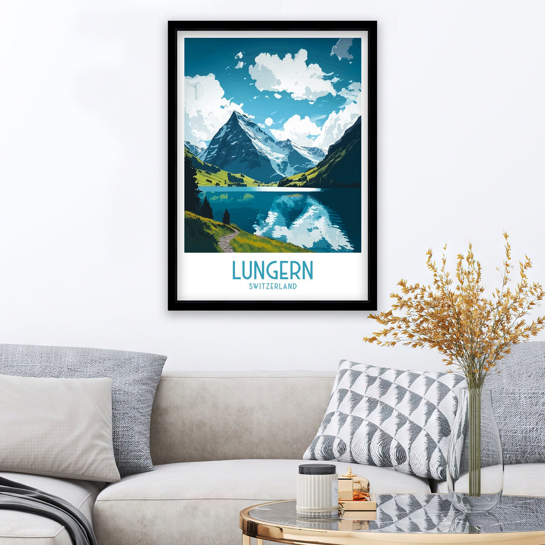 Lungern Travel Poster Lungern Wall Decor | Lungern Home Living Decor Lungern Switzerland swiss landscape, switzerland, lungern switzerland