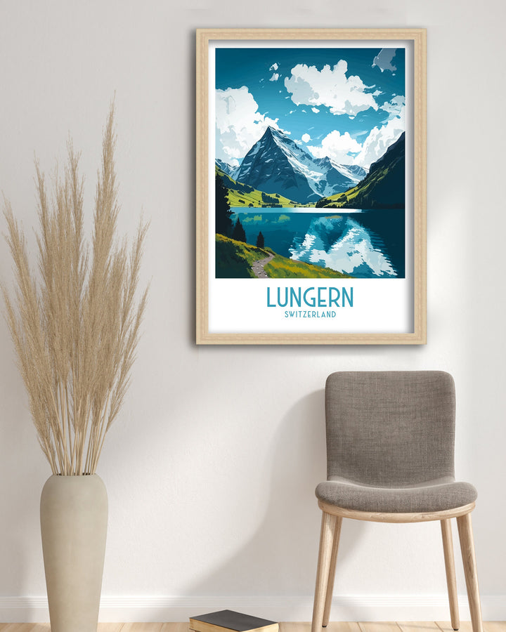 Lungern Travel Poster Lungern Wall Decor | Lungern Home Living Decor Lungern Switzerland swiss landscape, switzerland, lungern switzerland