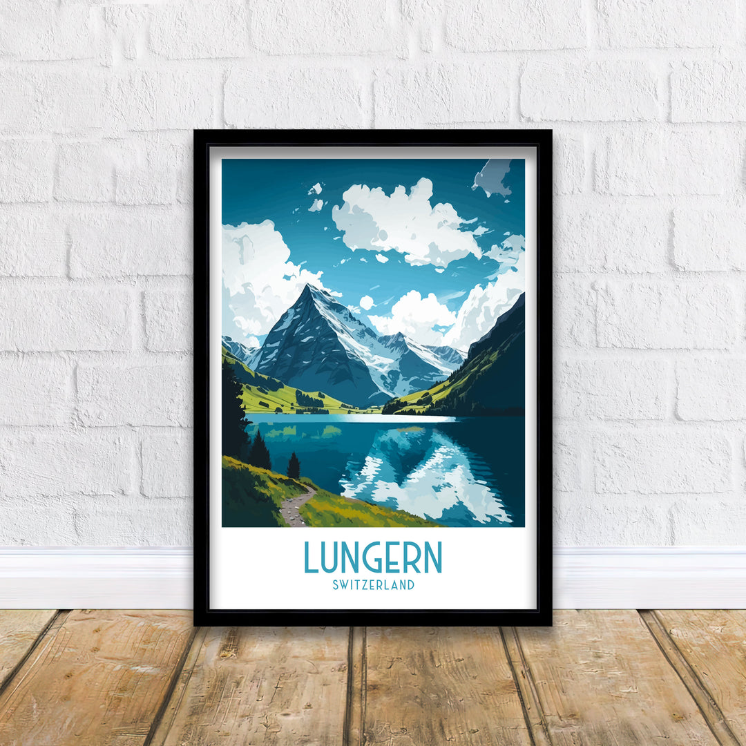 Lungern Travel Poster Lungern Wall Decor | Lungern Home Living Decor Lungern Switzerland swiss landscape, switzerland, lungern switzerland