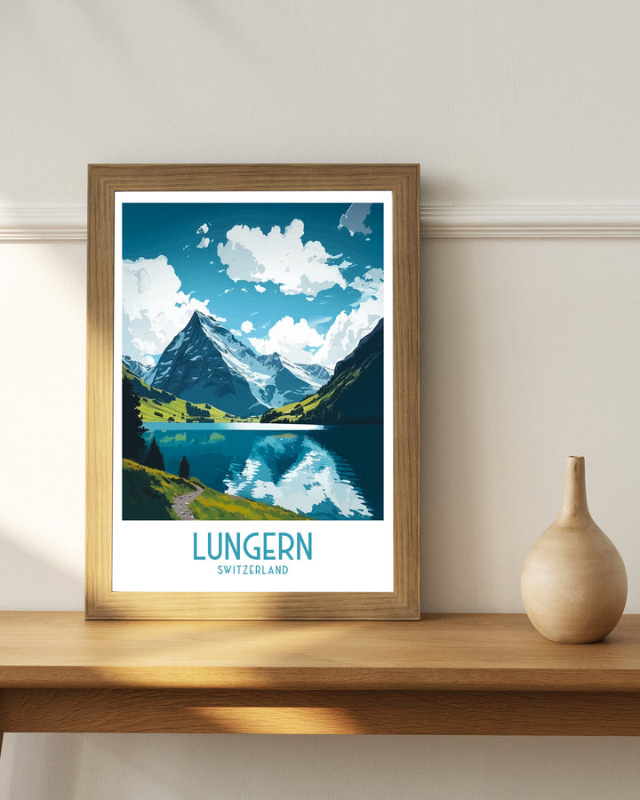 Lungern Travel Poster Lungern Wall Decor | Lungern Home Living Decor Lungern Switzerland swiss landscape, switzerland, lungern switzerland