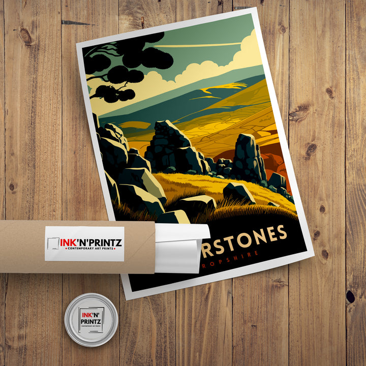 Stiperstones Travel Poster Stiperstones Wall Art Stiperstones Home Living Decor Stiperstones Illustration Travel Poster Gift Shropshire Hills