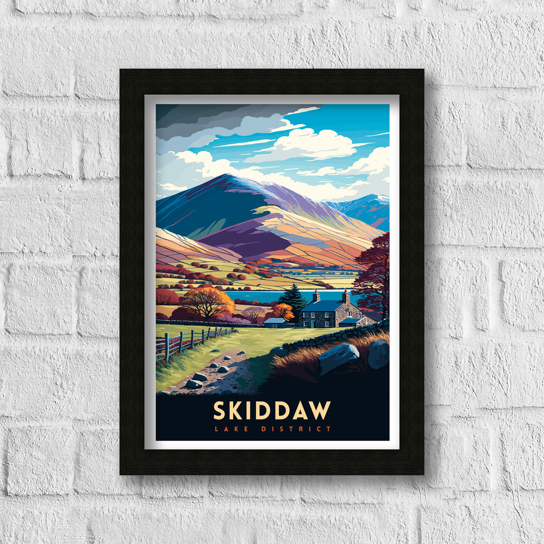 Skiddaw Lake District Travel Poster Wall Art Decor Skiddaw Illustration Travel Poster Gift Lake District Home Decor