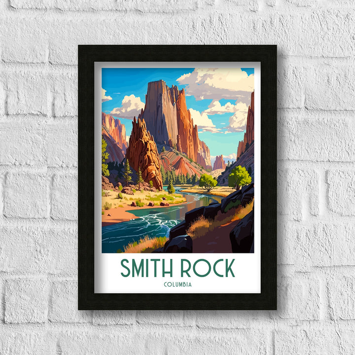 Smith Rock Travel Poster, Columbia Travel Poster Oregon Wall Decor Smith Rock Poster USA Travel Posters Smith Rock Art Poster