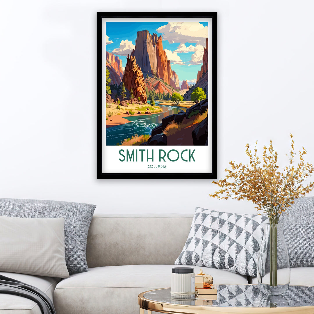 Smith Rock Travel Poster, Columbia Travel Poster Oregon Wall Decor Smith Rock Poster USA Travel Posters Smith Rock Art Poster