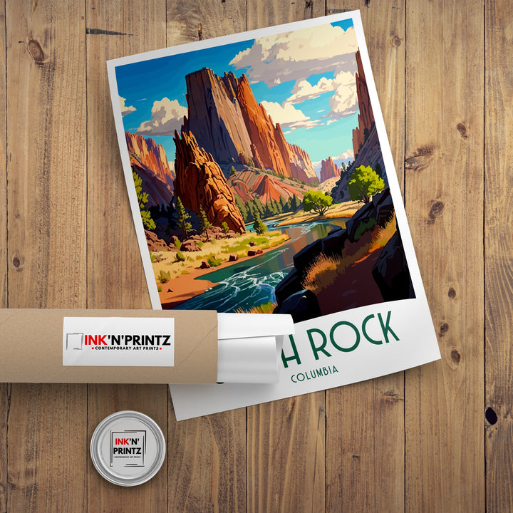 Smith Rock Travel Poster, Columbia Travel Poster Oregon Wall Decor Smith Rock Poster USA Travel Posters Smith Rock Art Poster