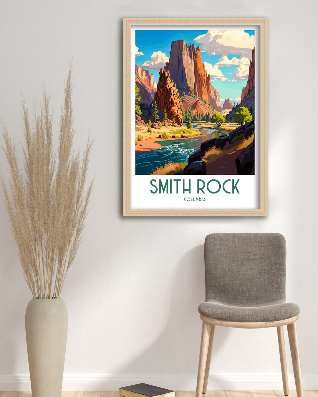 Smith Rock Travel Poster, Columbia Travel Poster Oregon Wall Decor Smith Rock Poster USA Travel Posters Smith Rock Art Poster