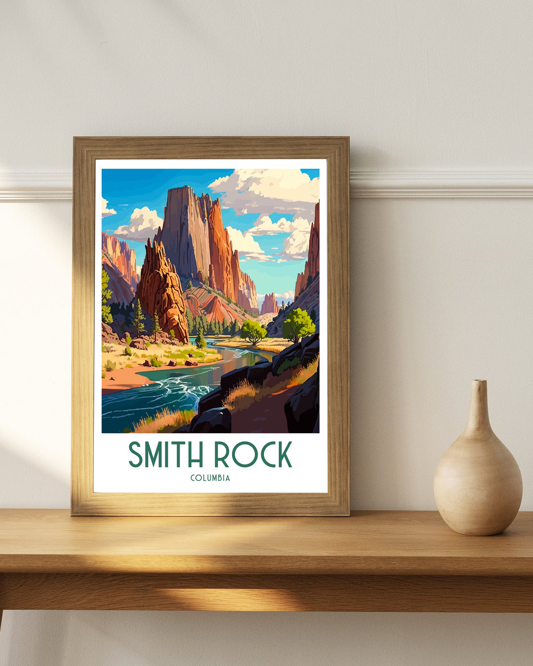 Smith Rock Travel Poster, Columbia Travel Poster Oregon Wall Decor Smith Rock Poster USA Travel Posters Smith Rock Art Poster