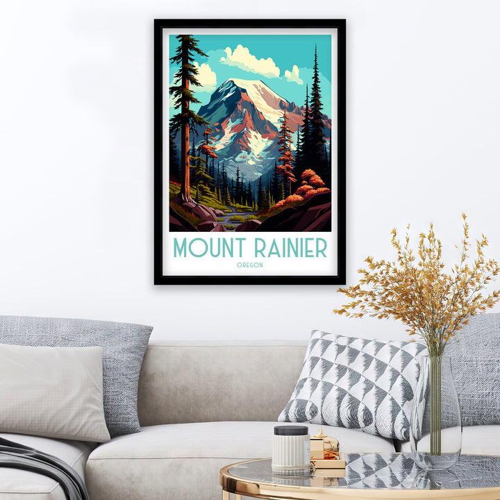 Mount Rainier Travel Poster Washington Wall Decor USA Travel Posters Rainier Art Poster PNW Wall Art Pacific Northwest Decor Mount Rainier