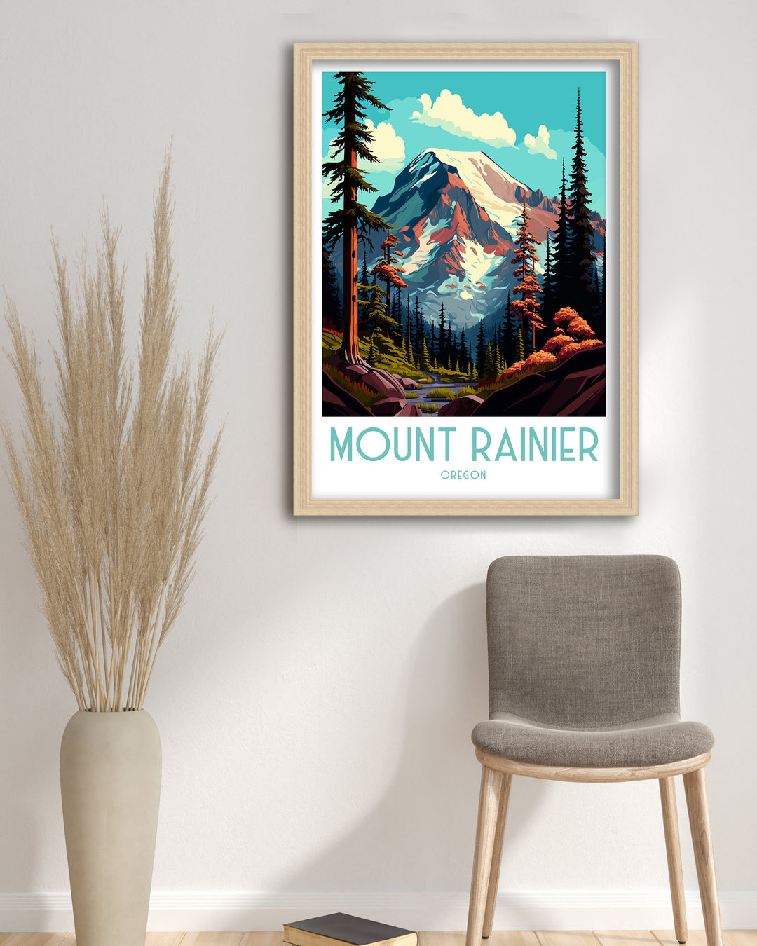 Mount Rainier Travel Poster Washington Wall Decor USA Travel Posters Rainier Art Poster PNW Wall Art Pacific Northwest Decor Mount Rainier