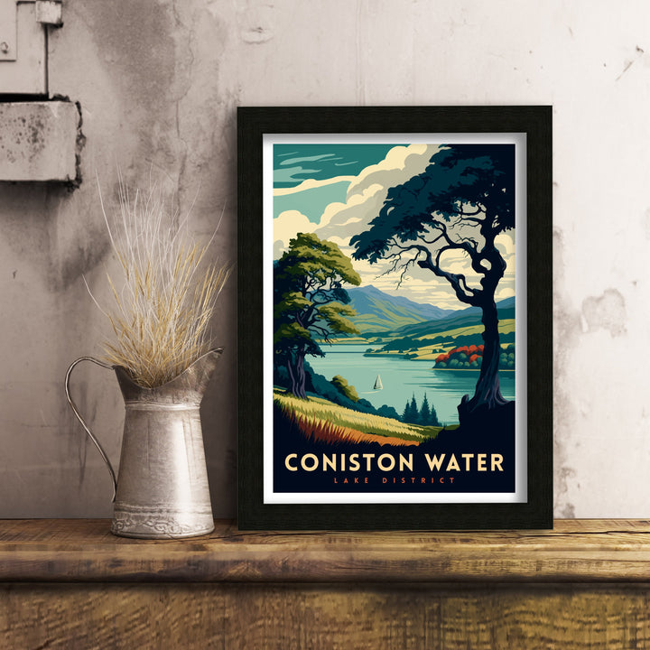 Coniston Water Lake District Travel Poster Coniston Water Wall Decor Coniston Water Home Living Decor Coniston Water Illustration Travel