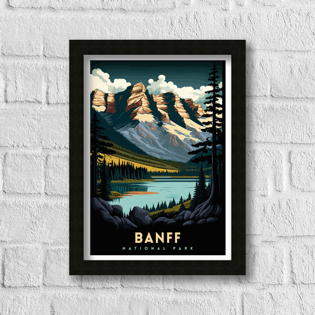 Banff National Park Travel Poster Banff Wall Decor Banff Home Living Decor Banff Illustration Travel Poster Gift For Banff Lovers Banff