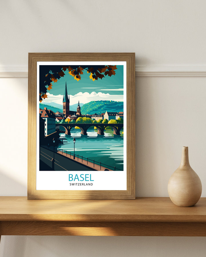 Basel Switzerland Travel Poster Basel Wall Art Basel Home Decor Basel Illustration Travel Poster Gift For Basel Switzerland Home Decor