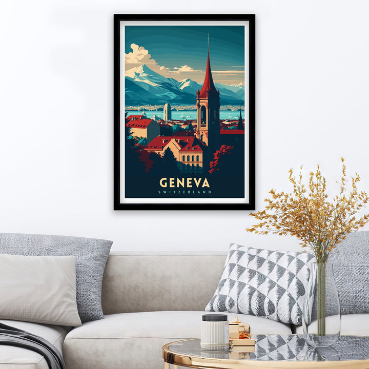 Geneva Switzerland Travel Print Geneva Wall Art Geneva Home Decor Geneva Illustration Travel Poster Gift For Geneva Switzerland Home Decor