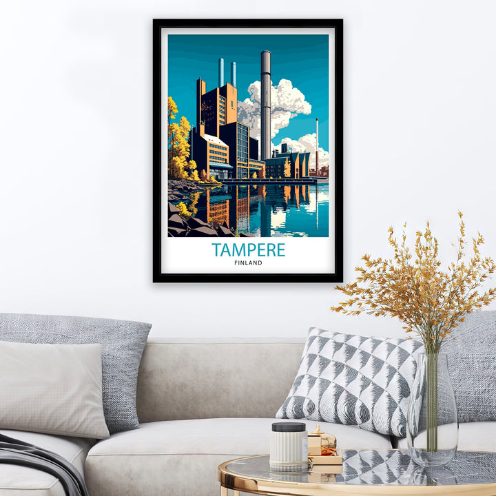 Tampere Finland Travel Poster Tampere Wall Art Tampere Home Decor Tampere Cityscape Illustration Tampere Souvenir Finland Travel Poster