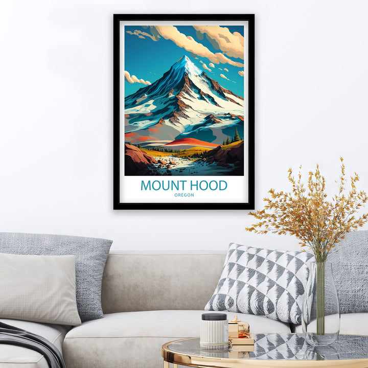 Mount Hood Travel Poster Mount Hood Wall Decor, Mount Hood Home Living Decor Mount Hood Illustration Travel Poster, Gift For Mount Hood